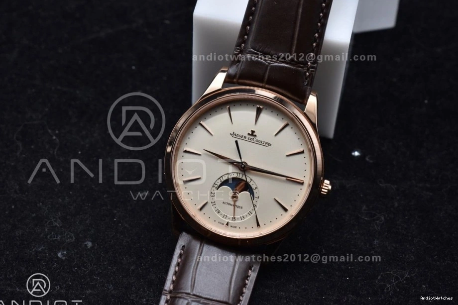 1:1 FreshLook Brown RG SA925 Super 908 Strap Thin Ultra on Edition APSF Clone Moon White Leather Best Dial Master 0131